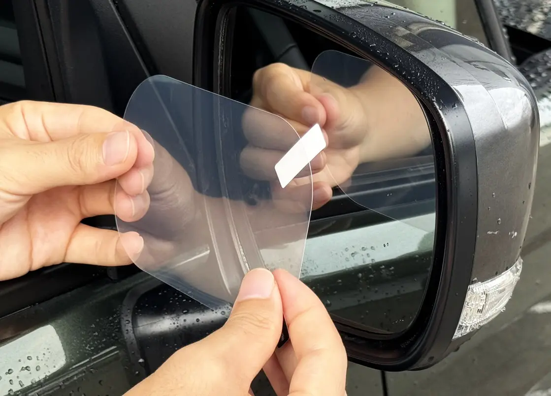 ｜「これは画期的だわ」「仕組みに納得」雨と雪で見えなくなるサイドミラー対策に。貼るだけで視界が確保できるアイテムの仕組みとは…。