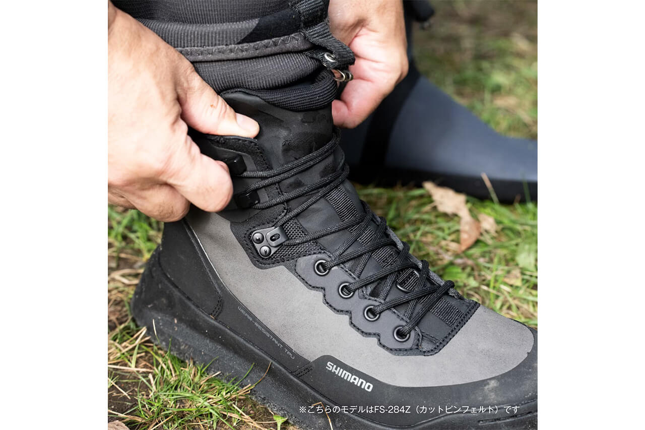 ｜シマノがこだわった一足。釣り人の足元のストレスを徹底軽減。日本人の足形に合わせた甲高幅広形状で、快適なモデルに。